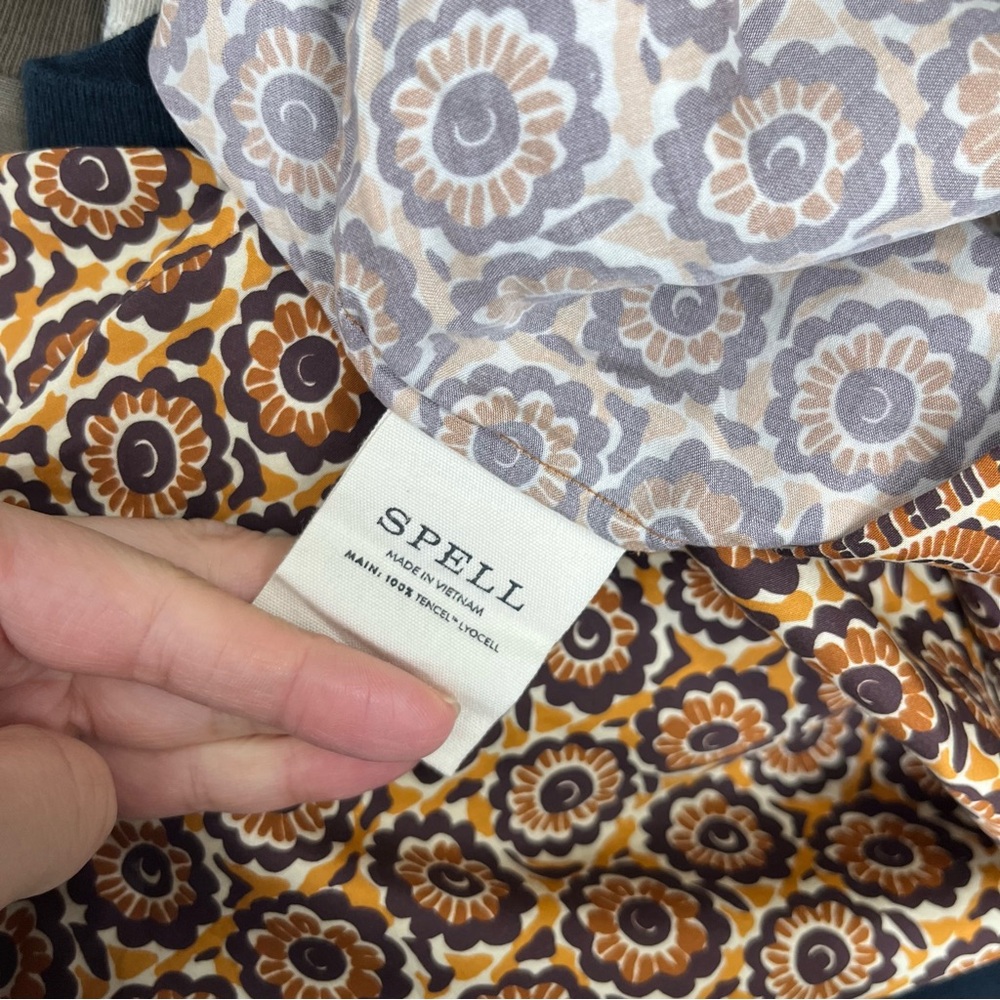 Spell & the Gypsy Sannah Brown Floral Jacquard Printed Wide Leg Light Pants S - Picture 7 of 7
